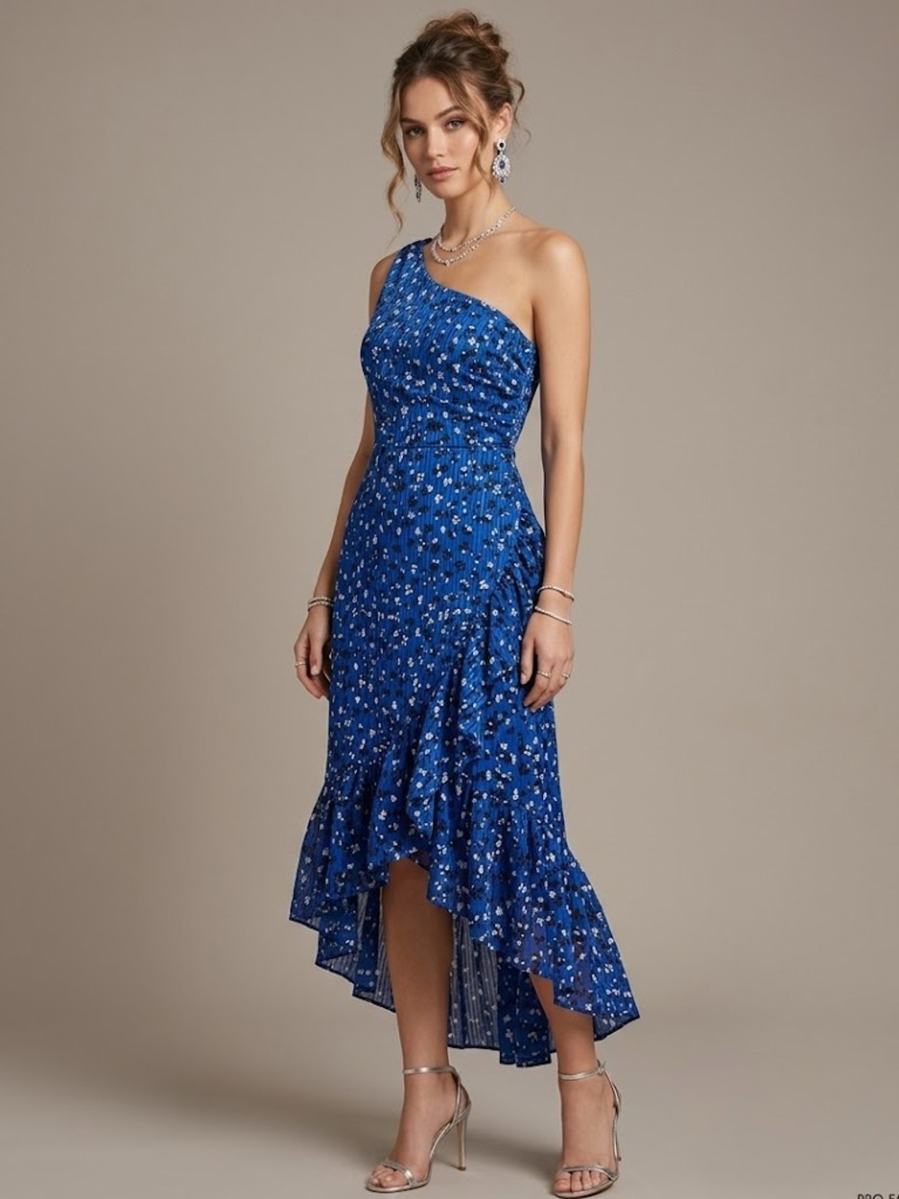 Ulla Johnson Silk Blend Floral One Shoulder Hi-Lo Midi Dress -‎ 8